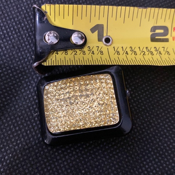 Vintage Acrylic Yellow/silver pendant necklace with matching pierced earrings - Picture 12 of 12